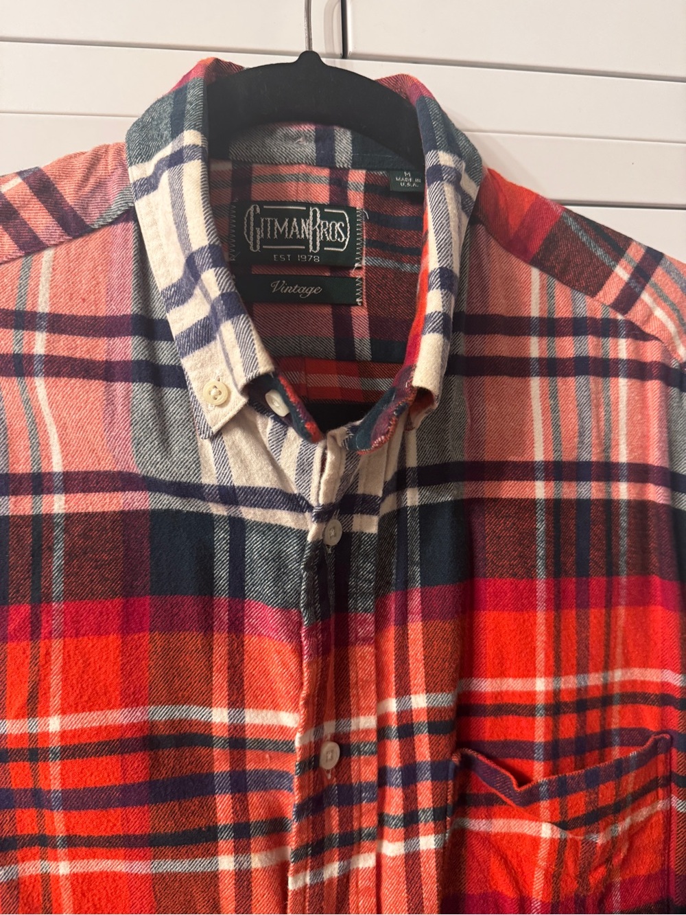 Gitman Vintage Flannel Red Plaid Button-Down Shirt